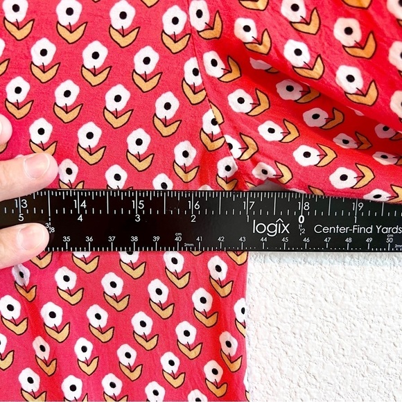 Velzera Dress Women’s Orange Floral Pintuck Pleats Long Flounce Sleeves Small - Picture 9 of 11